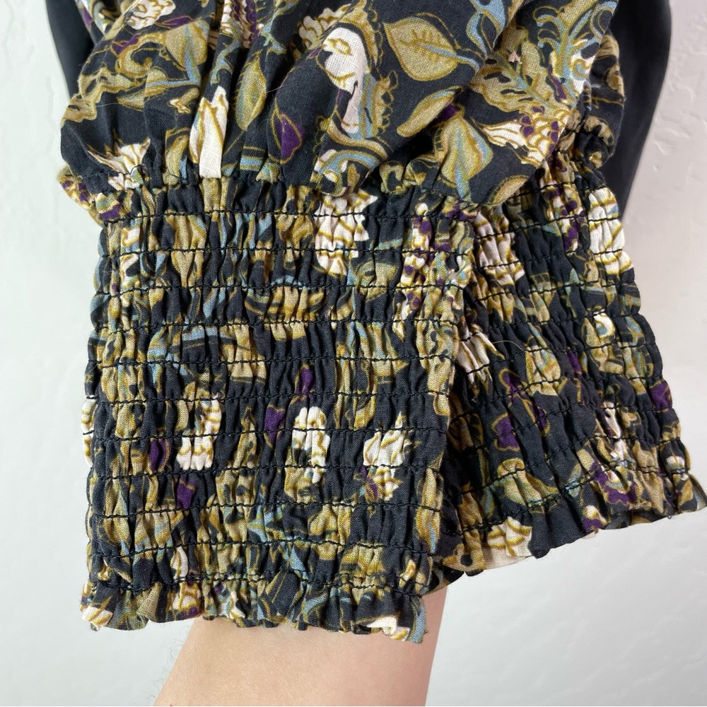 Anthropologie Plus Let Me Be Sydney Long Puff-Sleeved Black Floral Blouse Top 1X - Picture 9 of 16